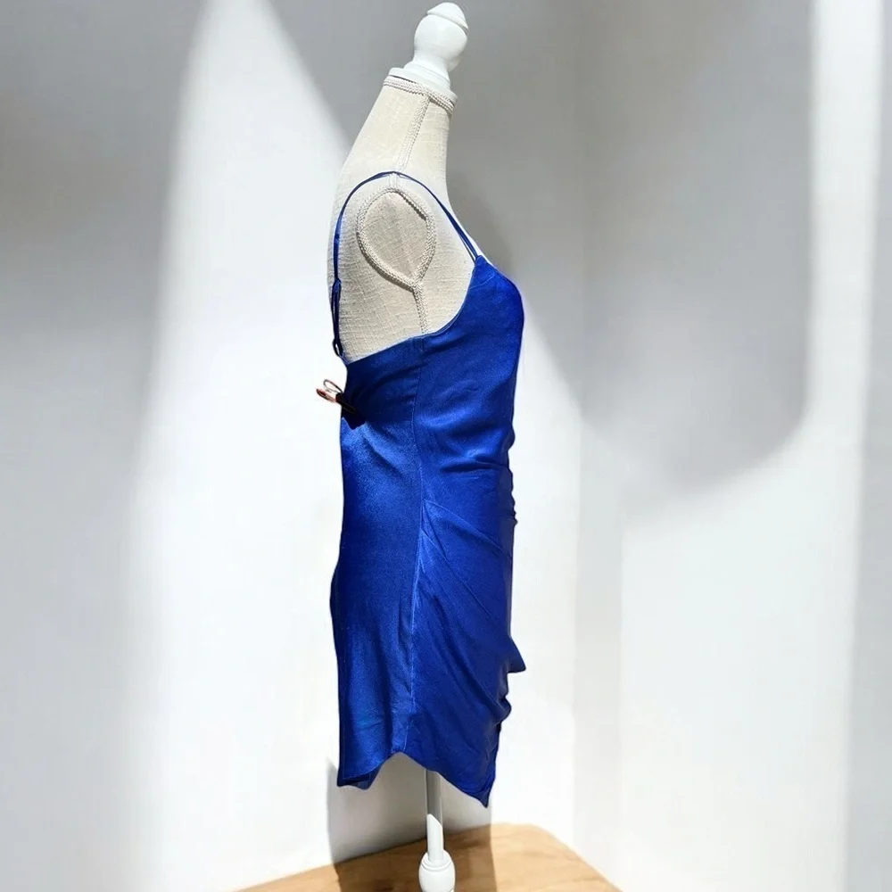 🌻NEW BARDOT Blue Oceana Asymmetric Handkerchief Hem Dress Size 6